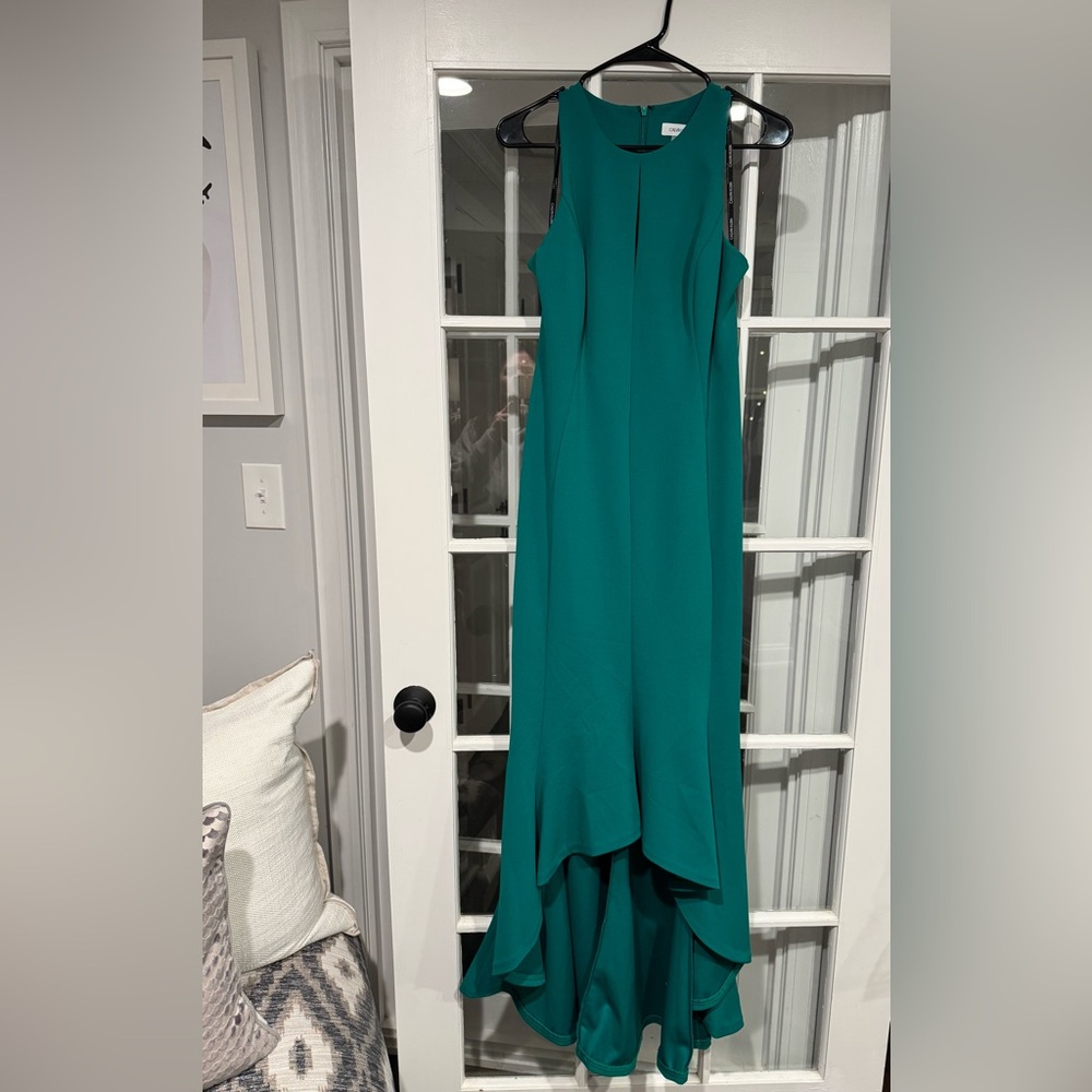 Calvin Klein Teal High Low Dress